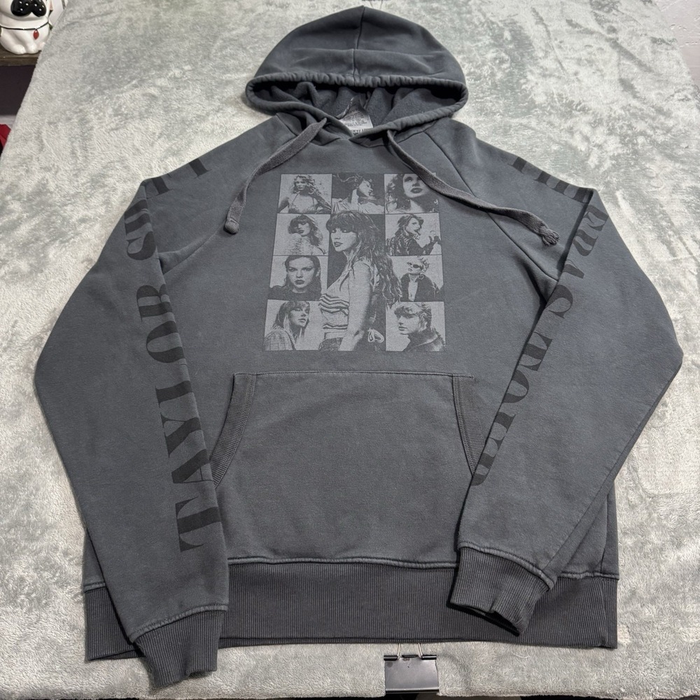 Taylor Swift The Eras Tour Hoodie Charcoal Grey‎ Graphic Tour Dates XS Oversized